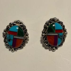 Sterling (925) inlay earrings. Various stones